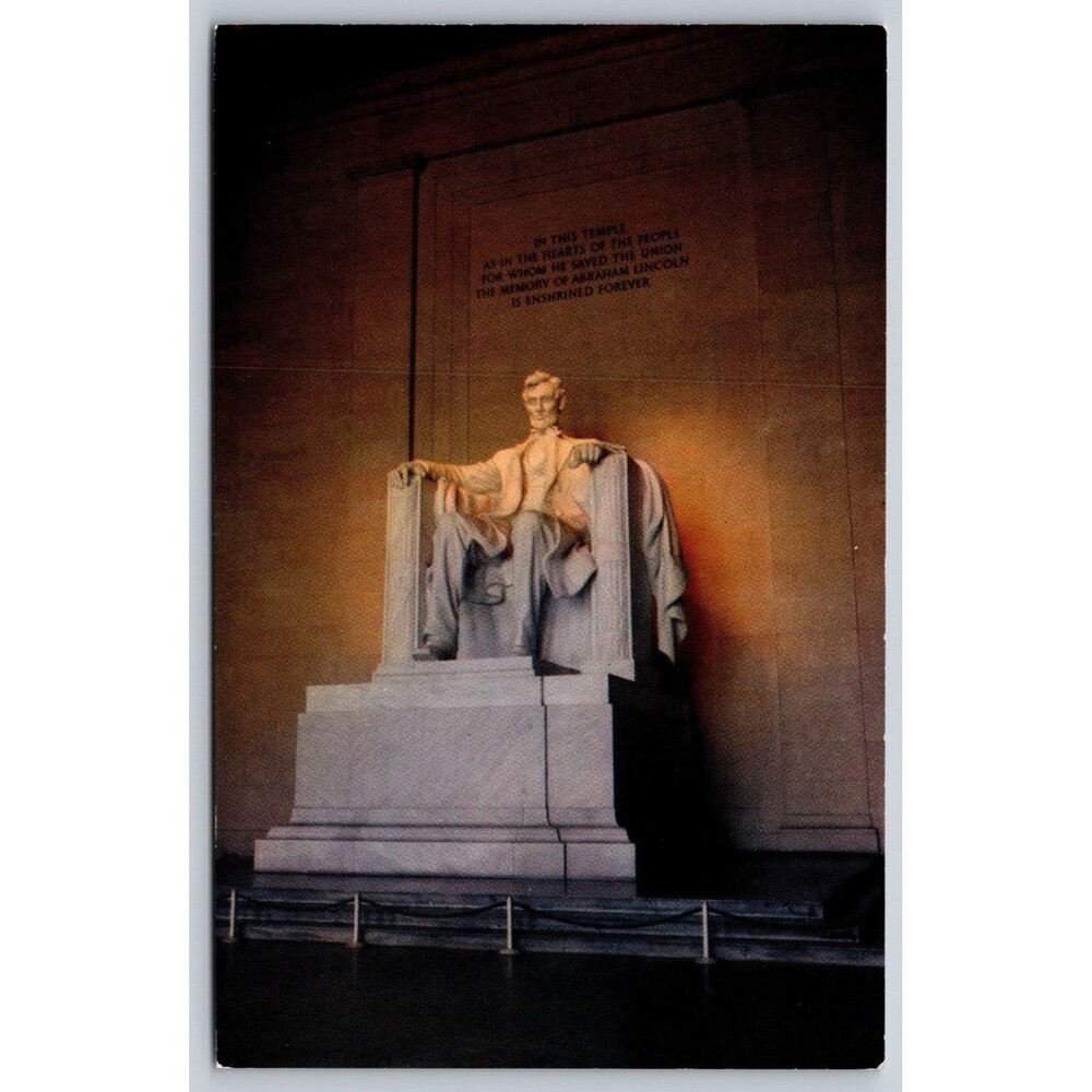 Vtg Lincoln Memorial Statue Postcard WN-12-A Mirro-Krome Washington DC Unposted